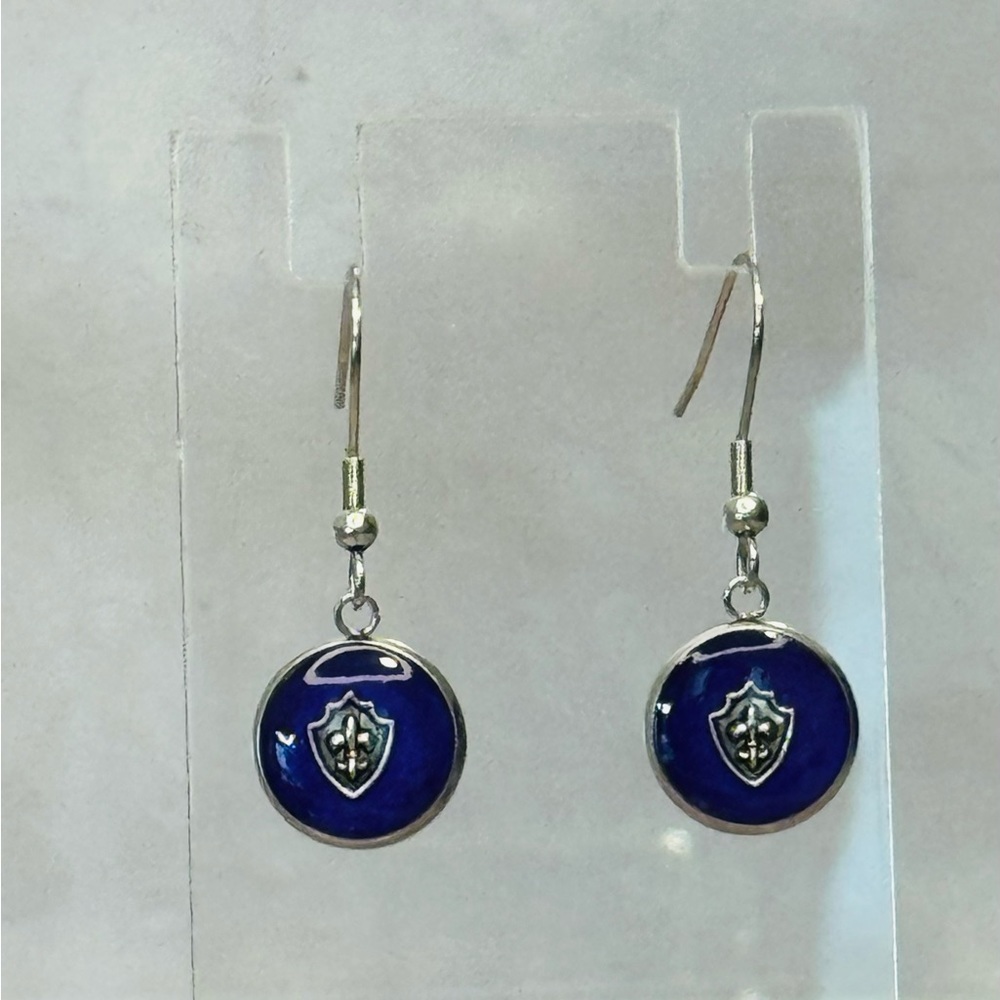 Fleur de lis hanging resin stainless steel earrings